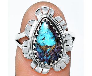 Kingman Purple Dahlia Turquoise Ring size-7 SDR239686 R-1341, 8x14 mm
