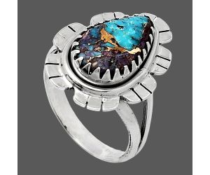 Kingman Purple Dahlia Turquoise Ring size-7 SDR239686 R-1341, 8x14 mm