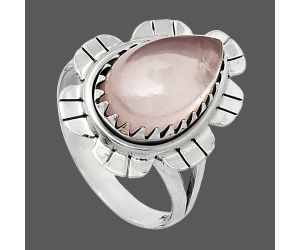 Rose Quartz Ring size-8 SDR239688 R-1341, 9x15 mm