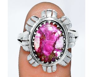 Kingman Pink Dahlia Turquoise Ring size-8 SDR239695 R-1341, 9x13 mm