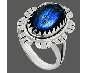 Blue Fire Labradorite Ring size-7 SDR239701 R-1341, 9x14 mm