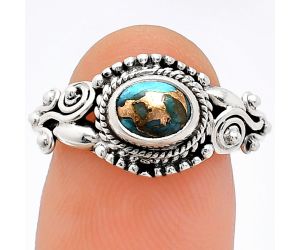 Copper Blue Turquoise Ring size-7.5 SDR239751 R-1238, 7x5 mm