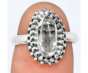 Herkimer Diamond Ring size-3 SDR239787 R-1071, 5x11 mm