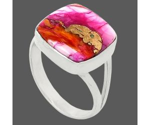 Kingman Pink Dahlia Turquoise Ring size-8.5 SDR239980 R-1002, 14x14 mm