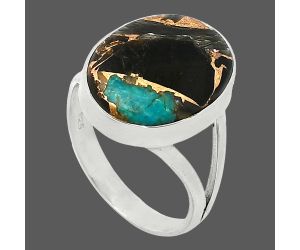 Shell In Black Blue Turquoise Ring size-9 SDR239994 R-1002, 13x18 mm