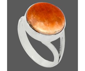 Kingman Orange Dahlia Turquoise Ring size-7.5 SDR240011 R-1002, 13x13 mm