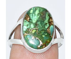 Kingman Copper Teal Turquoise Ring size-8 SDR240021 R-1002, 11x16 mm