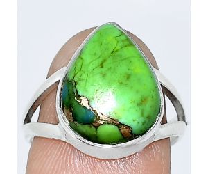 Copper Green Turquoise Ring size-7.5 SDR240030 R-1002, 12x15 mm