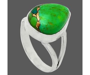 Copper Green Turquoise Ring size-7.5 SDR240030 R-1002, 12x15 mm