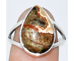 Rosetta Picture Jasper Ring size-8.5 SDR240038 R-1002, 11x17 mm