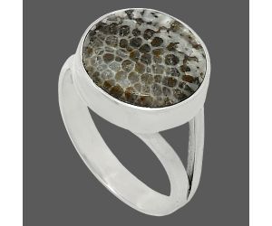 Stingray Coral Ring size-7 SDR240039 R-1002, 13x13 mm