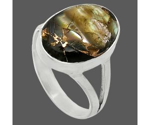 Copper Abalone Shell Ring size-8 SDR240045 R-1002, 11x16 mm