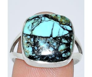 Lucky Charm Tibetan Turquoise Ring size-8.5 SDR240056 R-1002, 14x14 mm
