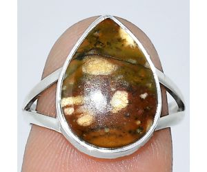 Rocky Butte Picture Jasper Ring size-7 SDR240075 R-1002, 11x15 mm