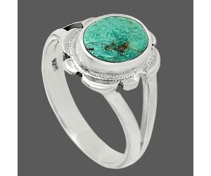 Natural Rare Turquoise Nevada Aztec Mt Ring size-7 SDR240094 R-1342, 7x9 mm