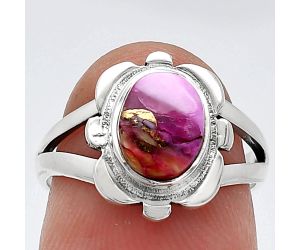 Kingman Pink Dahlia Turquoise Ring size-6 SDR240123 R-1342, 7x9 mm