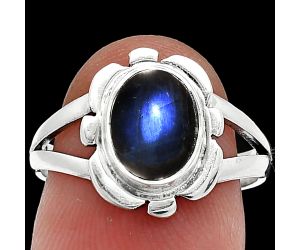 Blue Labradorite Ring size-7.5 SDR240127 R-1342, 7x9 mm