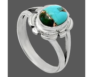 Kingman Copper Teal Turquoise Ring size-8 SDR240128 R-1342, 7x9 mm
