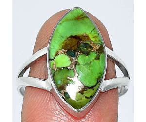 Copper Green Turquoise Ring size-9 SDR240163 R-1002, 10x19 mm