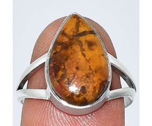 Red Moss Agate Ring size-8 SDR240183 R-1002, 10x16 mm