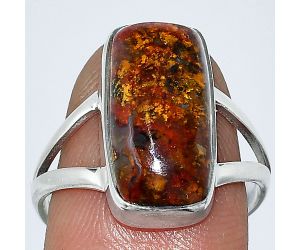 Red Moss Agate Ring size-8.5 SDR240192 R-1002, 9x17 mm