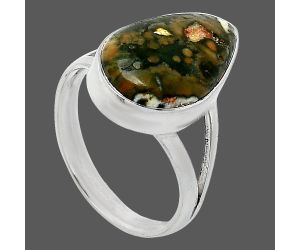 Rhyolite - Rainforest Jasper Ring size-8.5 SDR240200 R-1002, 11x18 mm