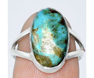 Natural Rare Turquoise Nevada Aztec Mt Ring size-7 SDR240212 R-1002, 9x16 mm