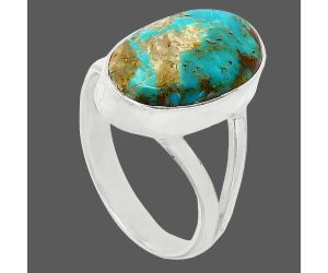 Natural Rare Turquoise Nevada Aztec Mt Ring size-7 SDR240212 R-1002, 9x16 mm