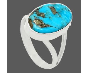 Kingman Turquoise With Pyrite Ring size-8 SDR240257 R-1002, 11x17 mm