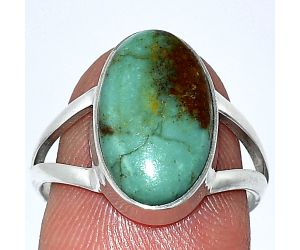Natural Rare Turquoise Nevada Aztec Mt Ring size-7.5 SDR240295 R-1002, 9x15 mm