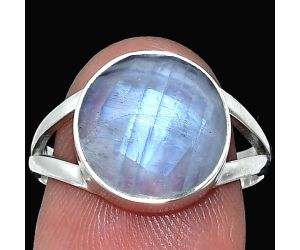 Rainbow Moonstone Checker Ring size-7.5 SDR240353 R-1002, 12x12 mm