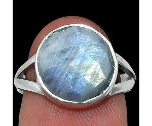 Rainbow Moonstone Checker Ring size-7 SDR240363 R-1002, 12x12 mm