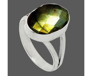 Spectrolite Labradorite Checker Ring size-7.5 SDR240377 R-1002, 10x14 mm