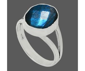 Blue Labradorite Checker Ring size-7 SDR240388 R-1002, 10x12 mm