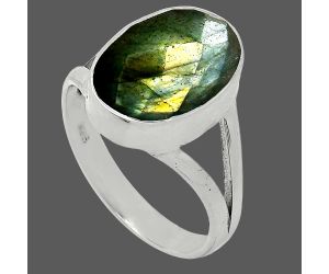 Spectrolite Labradorite Checker Ring size-7.5 SDR240390 R-1002, 10x14 mm