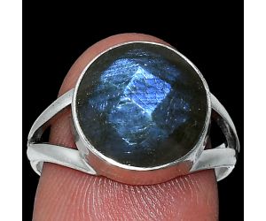 Blue Labradorite Checker Ring size-7.5 SDR240392 R-1002, 12x12 mm