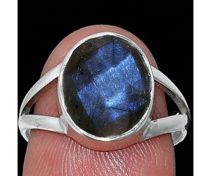 Blue Labradorite Checker Ring size-7 SDR240404 R-1002, 10x12 mm