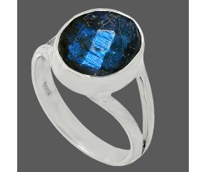 Blue Labradorite Checker Ring size-7 SDR240406 R-1002, 10x12 mm