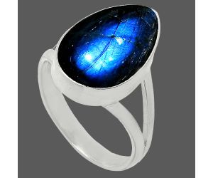 Blue Fire Labradorite Ring size-8 SDR240410 R-1002, 11x17 mm