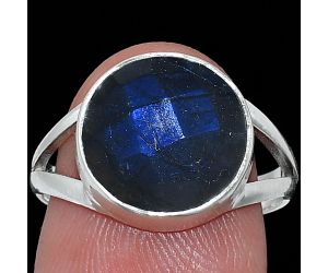 Blue Labradorite Checker Ring size-7.5 SDR240424 R-1002, 12x12 mm