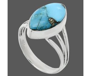 Kingman Turquoise With Pyrite Ring size-7 SDR240450 R-1003, 8x16 mm