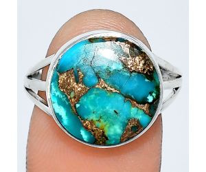 Kingman Copper Teal Turquoise Ring size-8.5 SDR240453 R-1003, 14x14 mm