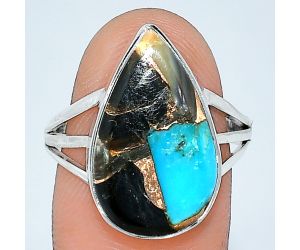 Shell In Black Blue Turquoise Ring size-8.5 SDR240482 R-1003, 12x20 mm