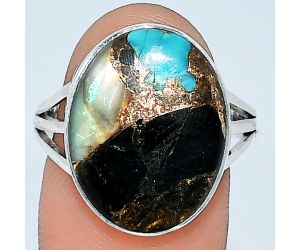 Shell In Black Blue Turquoise Ring size-8.5 SDR240497 R-1003, 14x18 mm