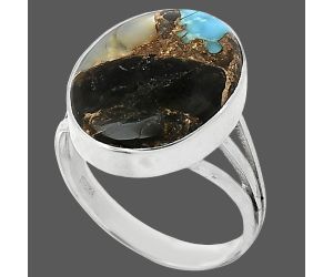 Shell In Black Blue Turquoise Ring size-8.5 SDR240497 R-1003, 14x18 mm