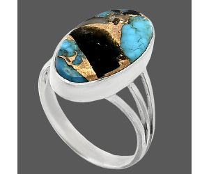 Shell In Black Blue Turquoise Ring size-8 SDR240499 R-1003, 11x19 mm