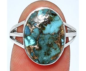 Kingman Copper Teal Turquoise Ring size-8 SDR240500 R-1003, 12x16 mm