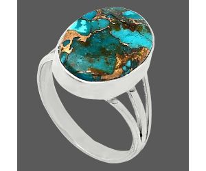 Kingman Copper Teal Turquoise Ring size-8 SDR240500 R-1003, 12x16 mm