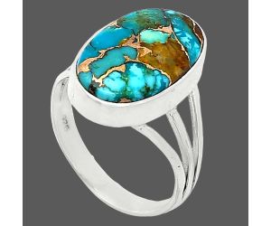 Kingman Copper Teal Turquoise Ring size-7 SDR240512 R-1003, 10x16 mm