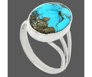 Kingman Turquoise With Pyrite Ring size-7.5 SDR240527 R-1003, 11x15 mm